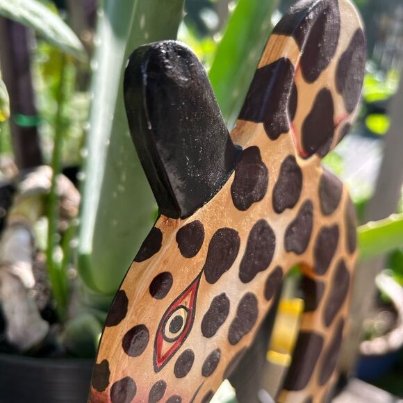 Vintage 90s Giraffe Shaped Wooden Decor Mirror Wall Hanging - Picture 13 of 16